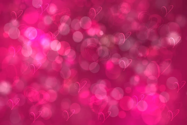 Astratto Festivo Sfocatura Rosso Rosa Magenta Sfondo Con Cuori Rosa — Foto Stock