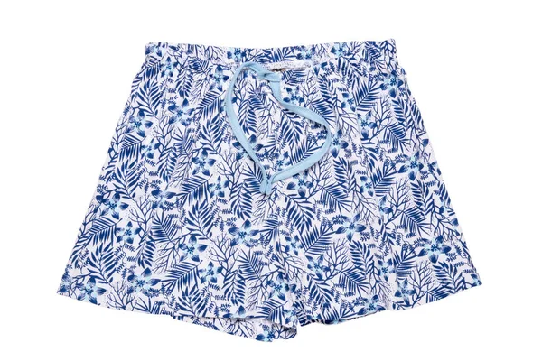 Sommarshorts Isolerade Närbild Elegant Fashionabla Blå Sommar Kort Med Blommönster — Stockfoto