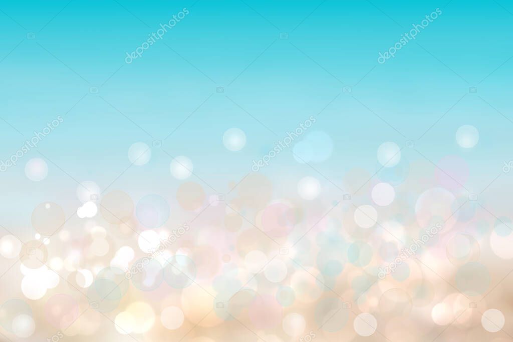 Abstract fresh vivid bright spring or summer landscape texture with natural pastel bokeh lights gradient light pink and a blue bright sunny sky. Beautiful background with copy space.