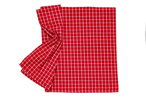 Towels Isolated Close Red White Checkered Napkin Picnic Tablecloth Texture — Stock Photo, Image
