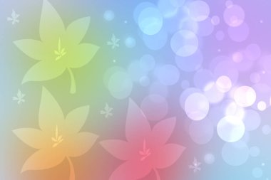 Soyut sonbahar gradyanı mavi pembe parlak yeşil sonbahar rengi arka plan deseni yapraklı bokeh daireler ve güneş ışığı. Hint yazı. Metin için alanı olan kart tasarımı. Güzel arkaplan.