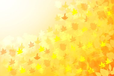 Merhaba sonbahar arkaplanı. Soyut sonbahar gradyan sarı turuncu çeşitli yaprak dokuları. Hint yazı. Metin için alanı olan kart tasarımı. Güzel arkaplan.