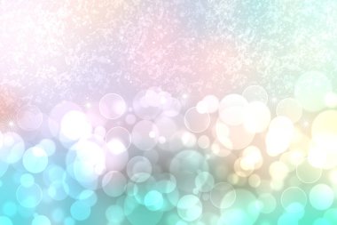 Soyut bulanık taze bahar ışığı hassas pastel mavi turkuaz renk arkaplan dokusu parlak dairesel yumuşak renk ışıkları ve yıldızlarla. Kart konsepti. Güzel arkaplan illüstrasyonu.