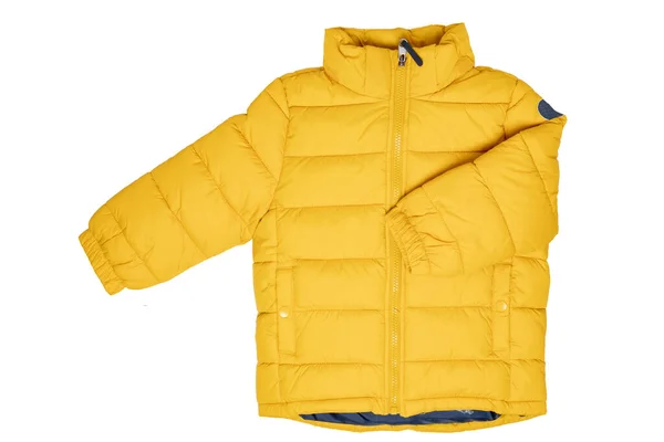 Winter Jackets Children Stylish Yellow Warm Jacket Children Removable Hood — Stock Photo, Image