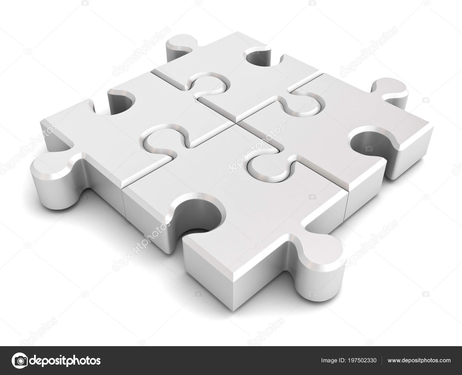 Four White Jigsaw Puzzle Pieces Isolated White Background Shadow Rendering Stock Photo Image By 3dconceptsman 197502330