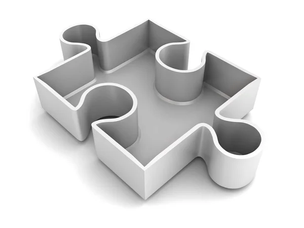 Weißes Puzzleteil Isoliert Auf Weißem Hintergrund Mit Schatten Darstellung — Stockfoto