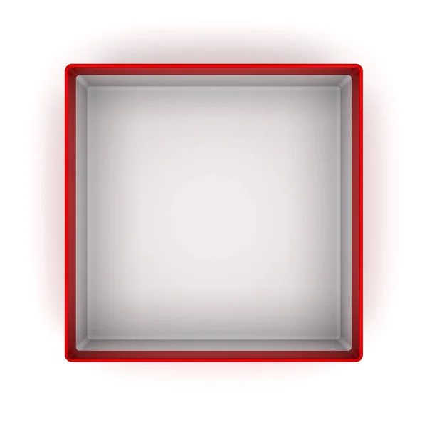 Верхний Вид Красной Пустой Картонной Коробки Изолирован Белом Фоне Тенью — стоковое фото