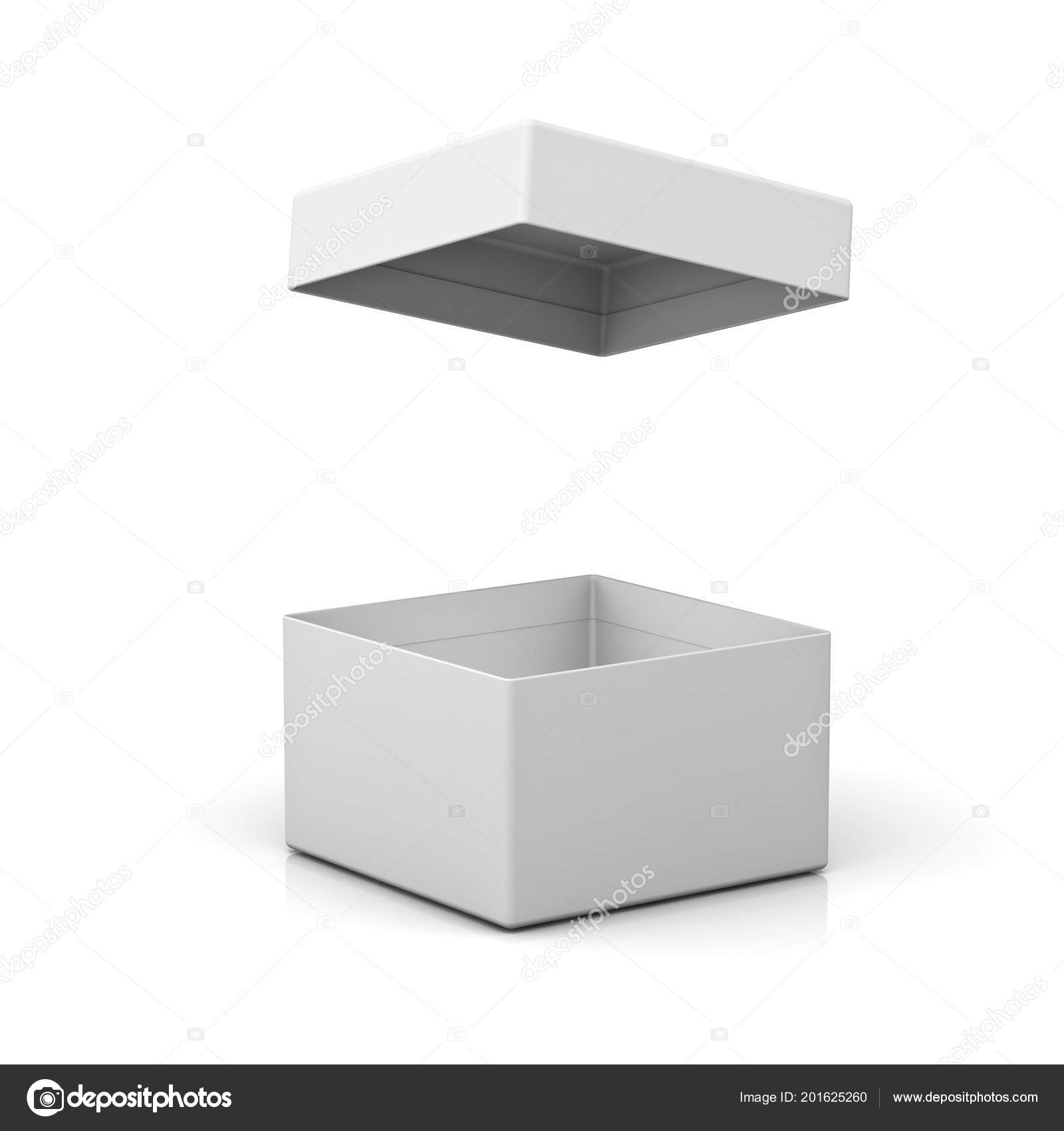 Blank Cardboard Box Open Cover Lid Isolated White Background
