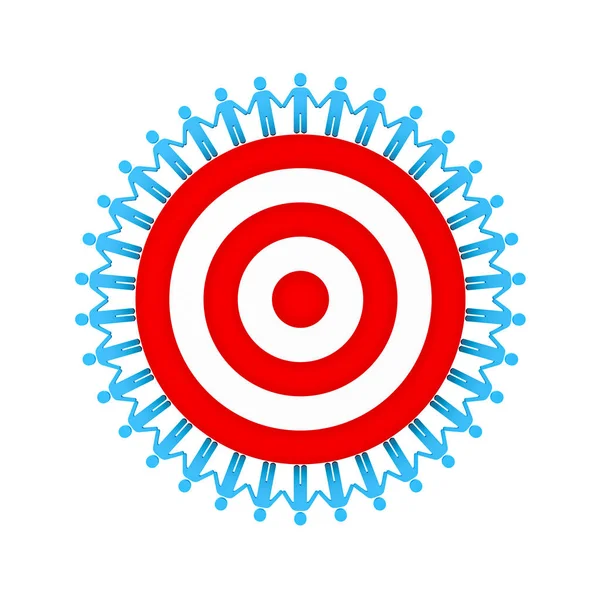 People Holding Hands Red Target Dartboard Teamwork Business Concept Isolated — Stock Photo, Image