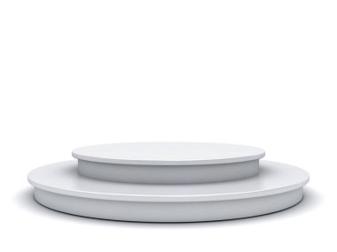 Boş beyaz podyum gölge 3d render ile beyaz arka plan üzerinde izole
