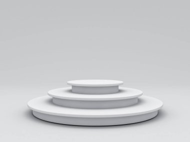 Boş beyaz podyum gölge 3d render ile gri arka plan üzerinde izole