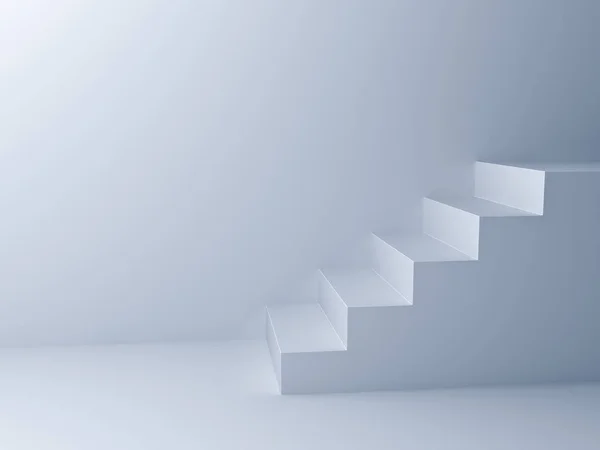 Fondo Pared Blanco Con Escaleras Blancas Representación —  Fotos de Stock