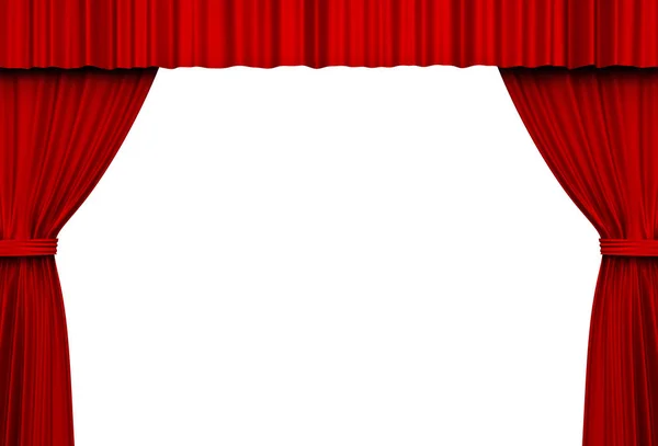 Red Stage Curtains Isolated White Background Blank Space Rendering — Stock Photo, Image