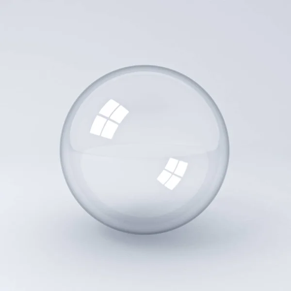 Průhledná Skleněná Koule Nebo Bublina Bílém Pozadí Vykreslování Stínů — Stock fotografie