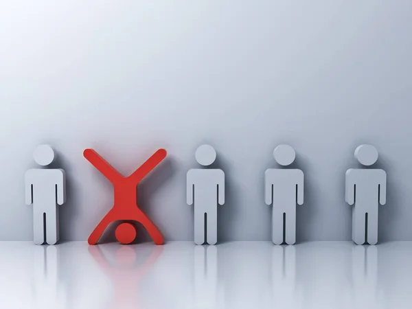 Stand Out Crowd Different Creative Idea Concept One Red Man — Stock Photo, Image
