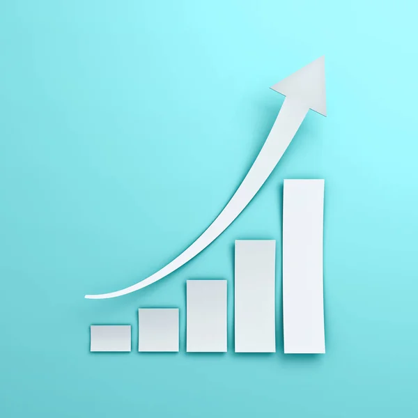 Vita Business Graph Diagram Med Stigande Pilen Papper Skära Stil — Stockfoto