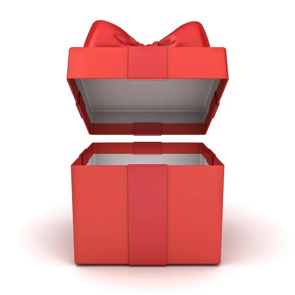 Open Gift Box Blank Red Present Box Red Ribbon Bow — Stock Photo, Image