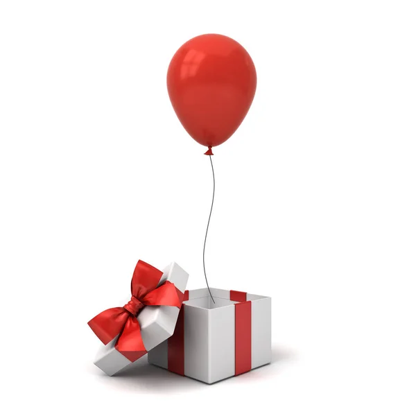Красный Глянцевый Шарик Выходящий Открытой Коробки Подарка Коробки Подарка Красной — стоковое фото