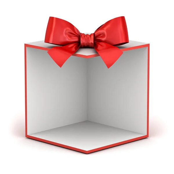 Пустой Дисплей Подарочная Коробка Фон Настоящее Окно Витрина Красной Лентой — стоковое фото