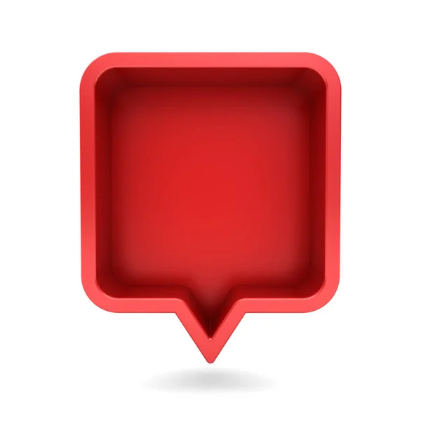 Speech Bubble Blank Red Rounded Square Chat Pin Shadow Isolated — Stock Photo, Image