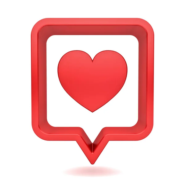 Notificación Redes Sociales Como Icono Del Corazón Rojo Perno Cuadrado — Foto de Stock
