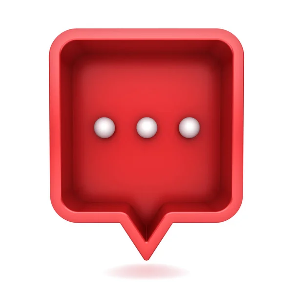 Speech Bubble Blank Red Rounded Square Chat Pin Isolated White — Stock Photo, Image