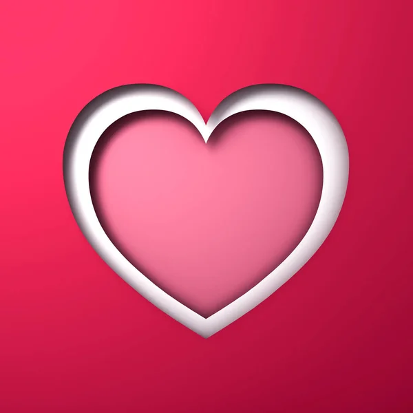 Boş Kalp Katmanlar Kağıdı Render Gölge Ile Kırmızı Pembe Pastel — Stok fotoğraf