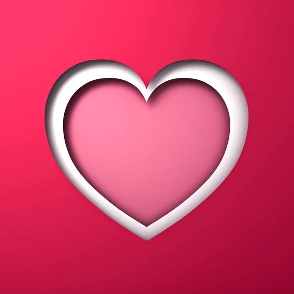 Blank Heart Layers Paper Cut Style Red Pink Pastel Color — Stock Photo, Image