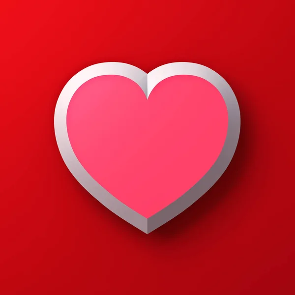 蓝色粉红色的心与阴影在红色墙壁背景为情人节卡片背景3D — 图库照片