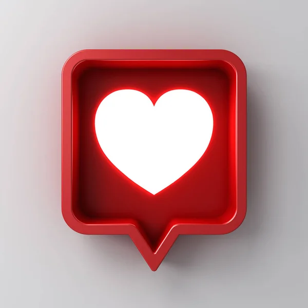 Notificación Redes Sociales Luz Como Icono Del Corazón Rojo Perno — Foto de Stock