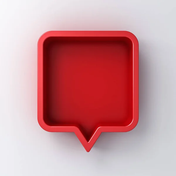 Speech Bubble Blank Red Rounded Square Chat Pin Shadow White — Stock Photo, Image