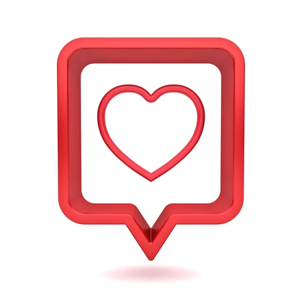 Social Media Notifica Amore Come Icona Del Cuore Rosso Arrotondato — Foto Stock