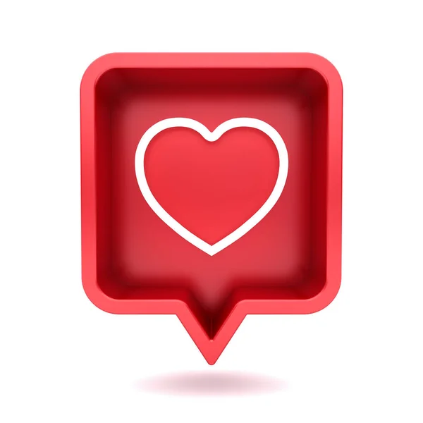 Notificação Mídia Social Neon Love Heart Icon Red Rounded Square — Fotografia de Stock
