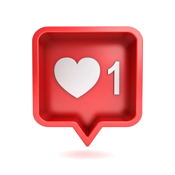 Notifica Social Media Amore Come Icona Del Cuore Rosso Arrotondato — Foto Stock