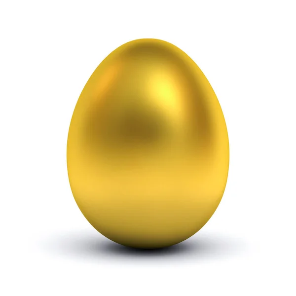 反射とシャドウの レンダリングで白い背景に分離された金の卵 — ストック写真