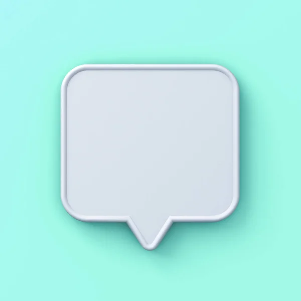 Blank White Speech Bubble Pin Isolated Light Green Blue Pastel — Stock Photo, Image