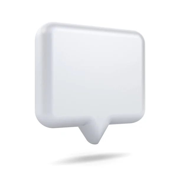 Blank White Speech Bubble Pin Isolated White Background Shadow Rendering — Stock Photo, Image