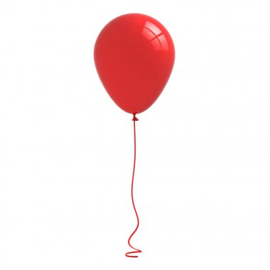 Pencere yansıması 3d render ile beyaz arka plan üzerinde izole kavisli şerit halat ile kırmızı parlak balon
