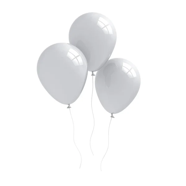 Weiße Glänzende Luftballons Isoliert Auf Weißem Hintergrund Mit Fensterreflexionen Rendering — Stockfoto