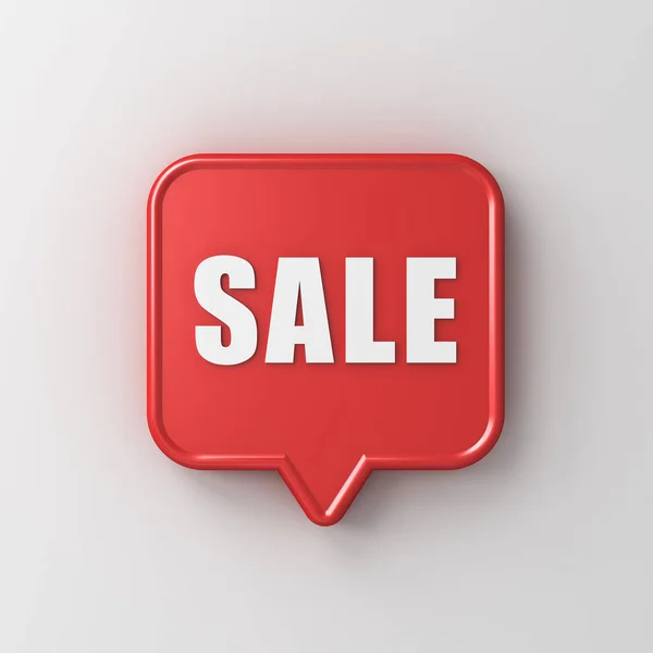 Sale Word Red Speech Bubble Pin Isolated White Wall Background — Stok Foto