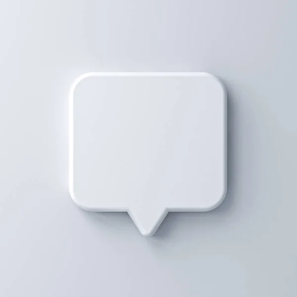 Blank White Speech Bubble Pin Isolated White Wall Background Shadow — Stock Photo, Image