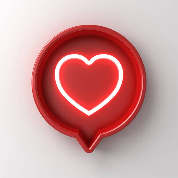 Социальные Медиа Уведомления Неоновый Свет Сердце Иконка Красной Круглый Пин — стоковое фото