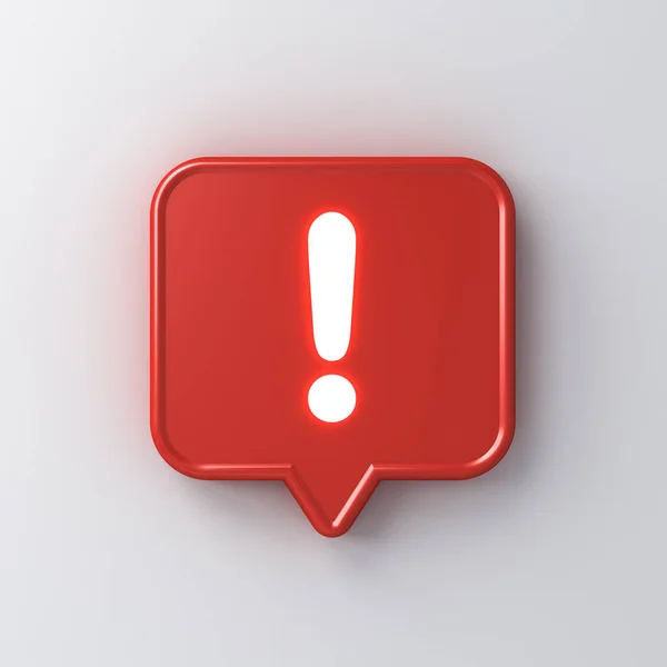 Social Media Notification Neon Light Exclamation Icon Red Rounded Square — Stok Foto