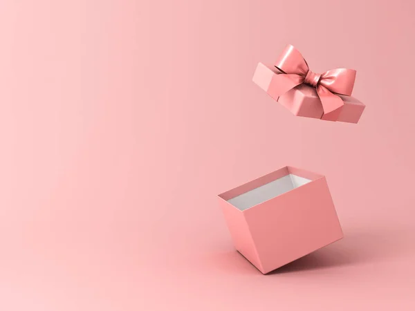 Scatola Regalo Aperta Vuota Scatola Regalo Con Fiocco Nastro Rosa — Foto Stock