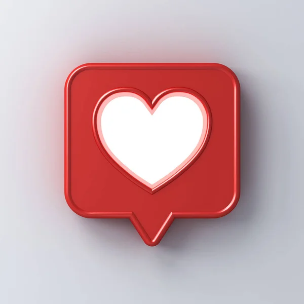 Notification Des Médias Sociaux Amour Comme Icône Avec Lumière Néon — Photo