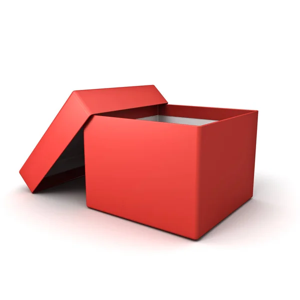 Blank Open Red Cardboard Box Isolated White Background Shadow Rendering — Stock Photo, Image