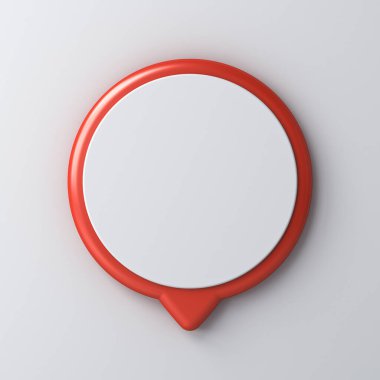 Beyaz duvar arkaplanındaki boş işaret iğnesi 3B gölgelendirmeli