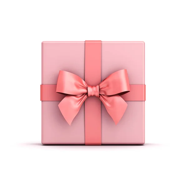 Gift Box Pink Pastel Color Present Box Pink Ribbon Bow — Stock Photo, Image