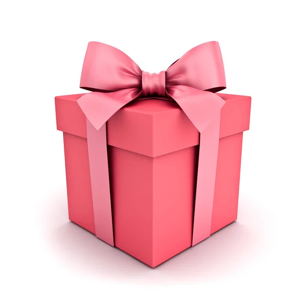 Gift Box Pink Pastel Color Present Box Pink Ribbon Bow — Stock Photo, Image