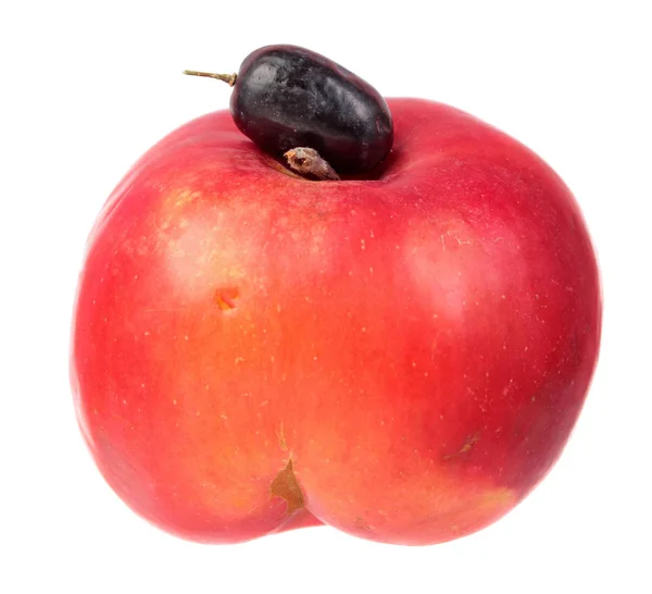 Červené Jablko Fialové Bobule Hroznů Izolovaných Bílém Pozadí Ingredience Pro — Stock fotografie